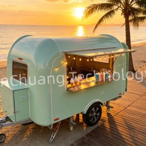 Luxury Stainless Steel Food Truck Full Kitchen Equipment for Mobile Snack Food Service Shawarma Frozen Yogurt Trailer