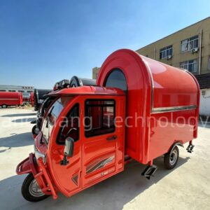 Red White Double Axle Fiberglass Mobile Food Trailer Fully Equipped Commercial Catering Kitchen Truck Custom Wave Ice Cream