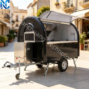 Food Mobile Outdoor Hotdog Taco Fully Equipped Stainless Steel Prefab Food Truck Trailer BBQ Porch Vintage Classic Style Rust